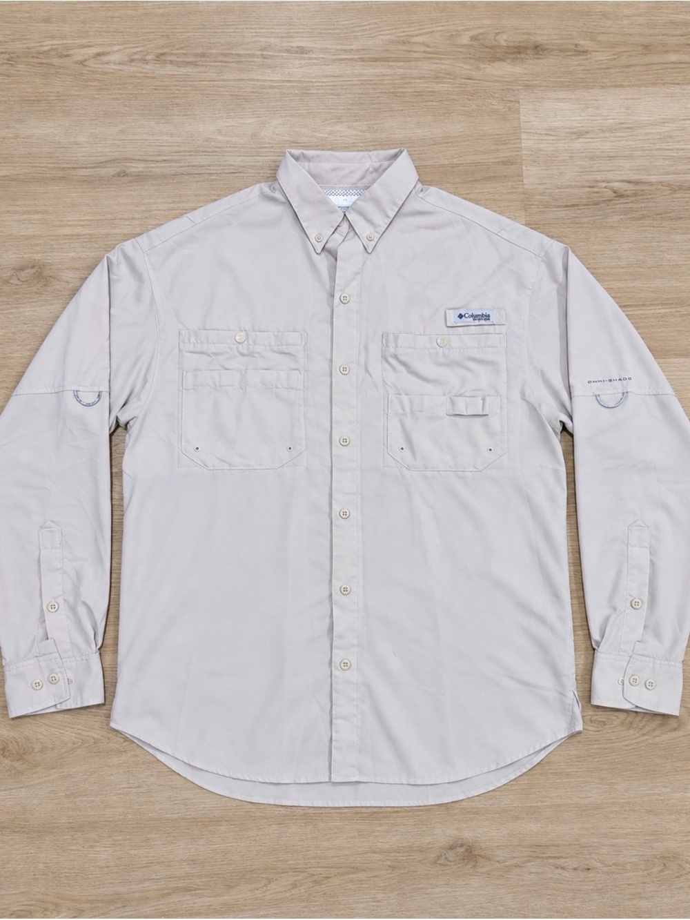 Columbia Men's Long-Sleeve Button-Down Shirt in Light Beige